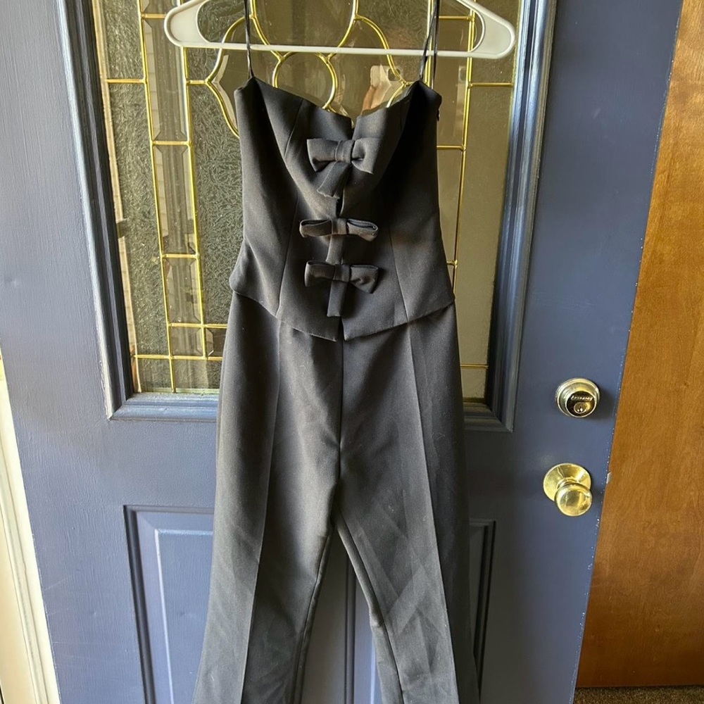 Zara Black Jumpsuit with Bow Accents